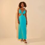 Vestido Longo Jeri Turquesa