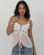 Blusa Babado Amarração Off White
