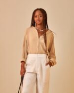 Camisa Manga Longa Sarah Cáqui