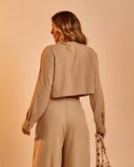 Cropped Manga Longa Eliza Cáqui - Imagem 3