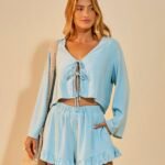 Cropped Alane Azul Céu