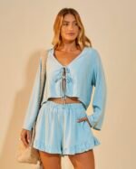 Cropped Alane Azul Céu