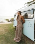 Calça Odete Listras Café