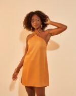 Vestido Acetinado Luara Cúrcuma