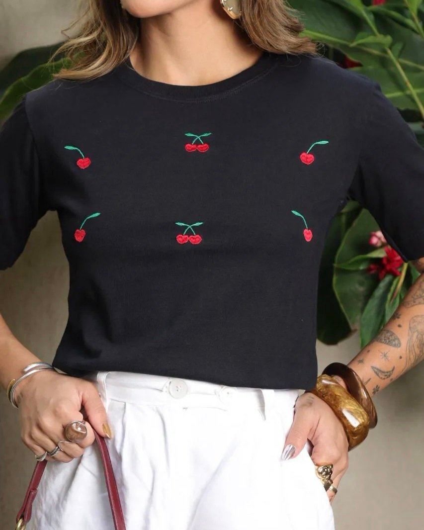 img_0612 T-SHIRT CEREJAS PRETO - Imagem 1